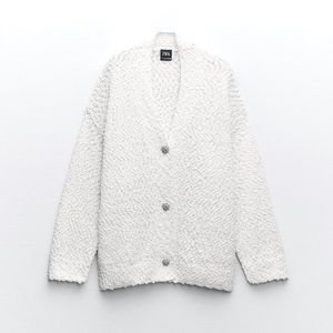 ZARA JEWEL BUTTON CHENILLE CARDIGAN